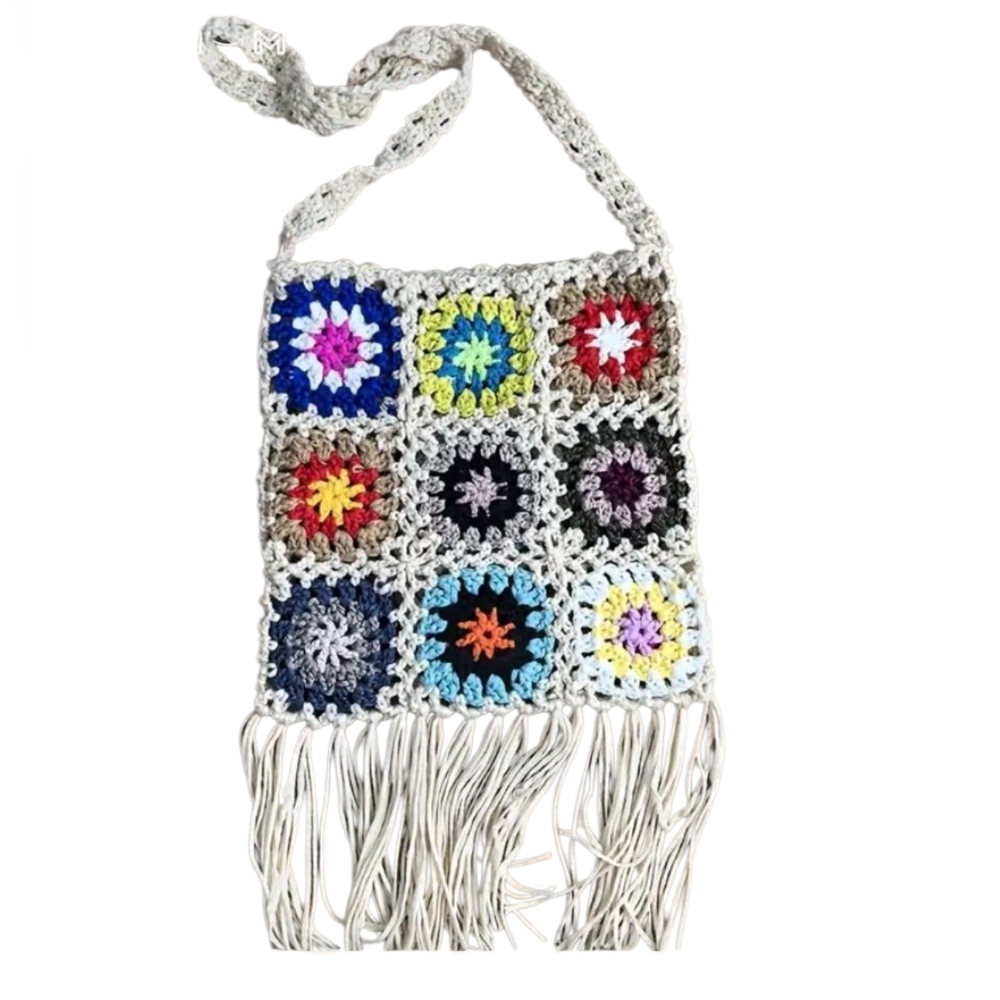 25. Multicolor Crochet Fringe Bag